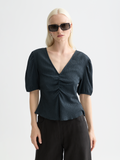 Structured v-neck top - Carbon
