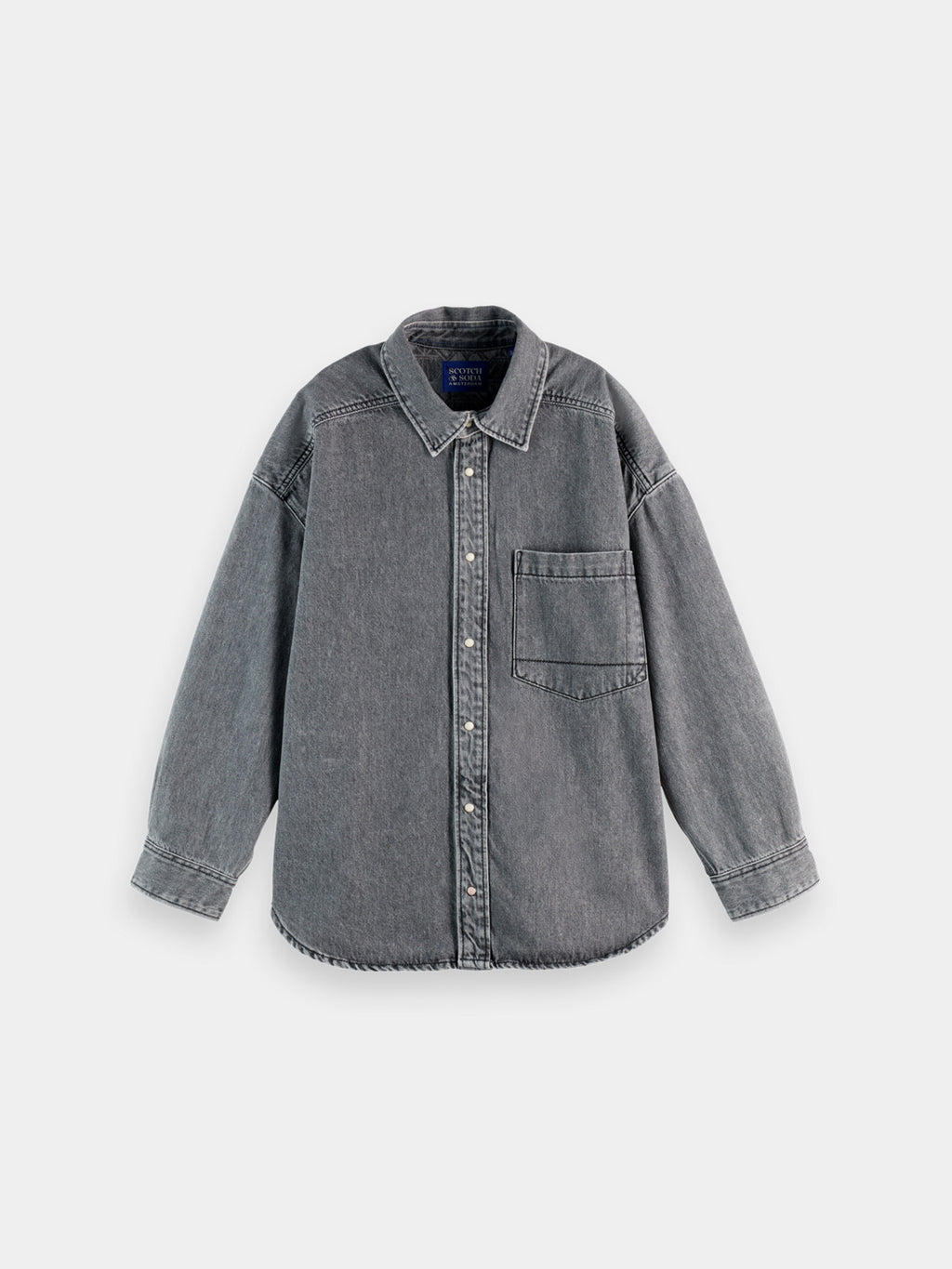Washed denim overshirt - Black Spark