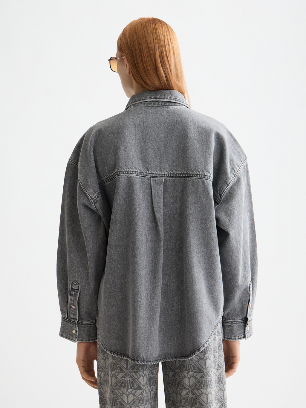 Washed denim overshirt - Black Spark