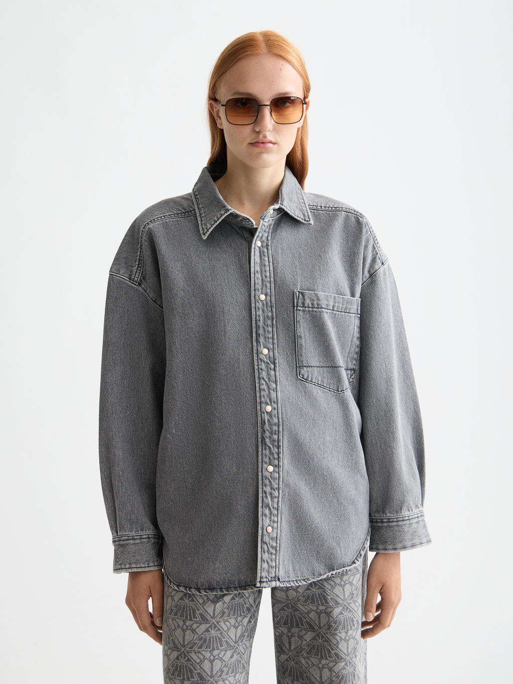 Washed denim overshirt - Black Spark