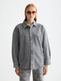 Washed denim overshirt - Black Spark