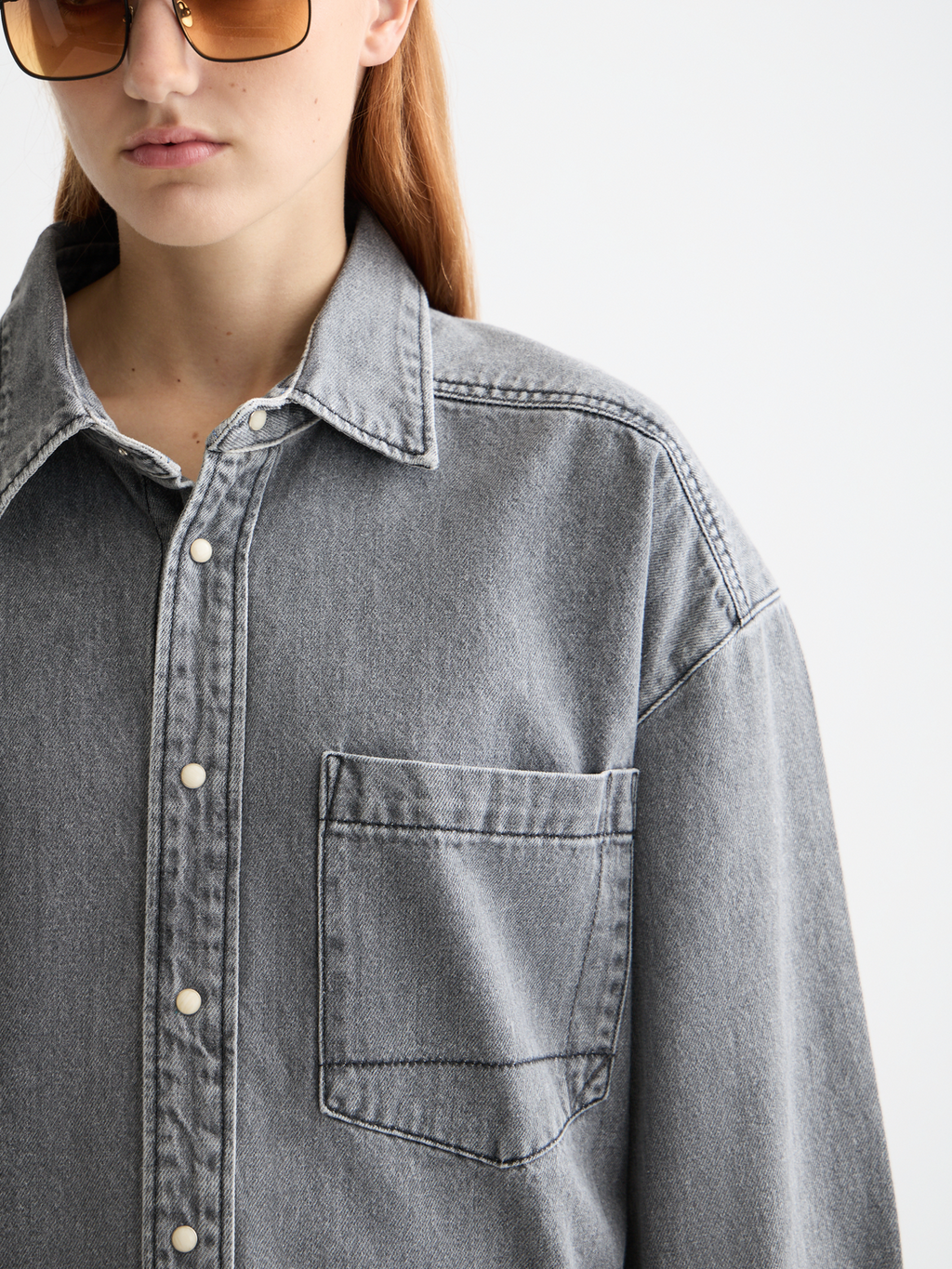 Washed denim overshirt - Black Spark