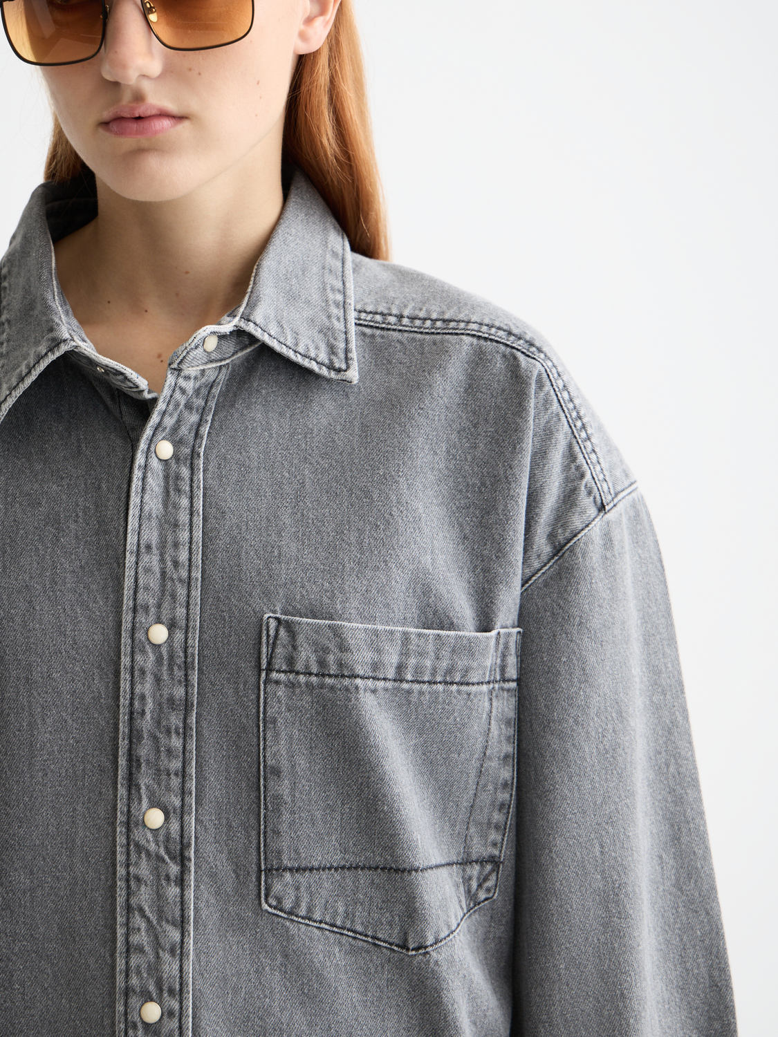 Washed denim overshirt - Black Spark