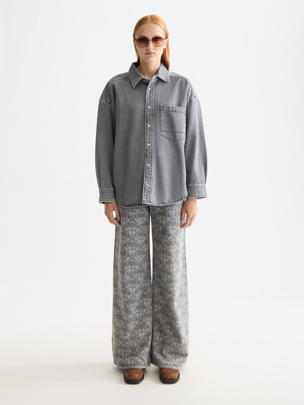 Washed denim overshirt - Black Spark