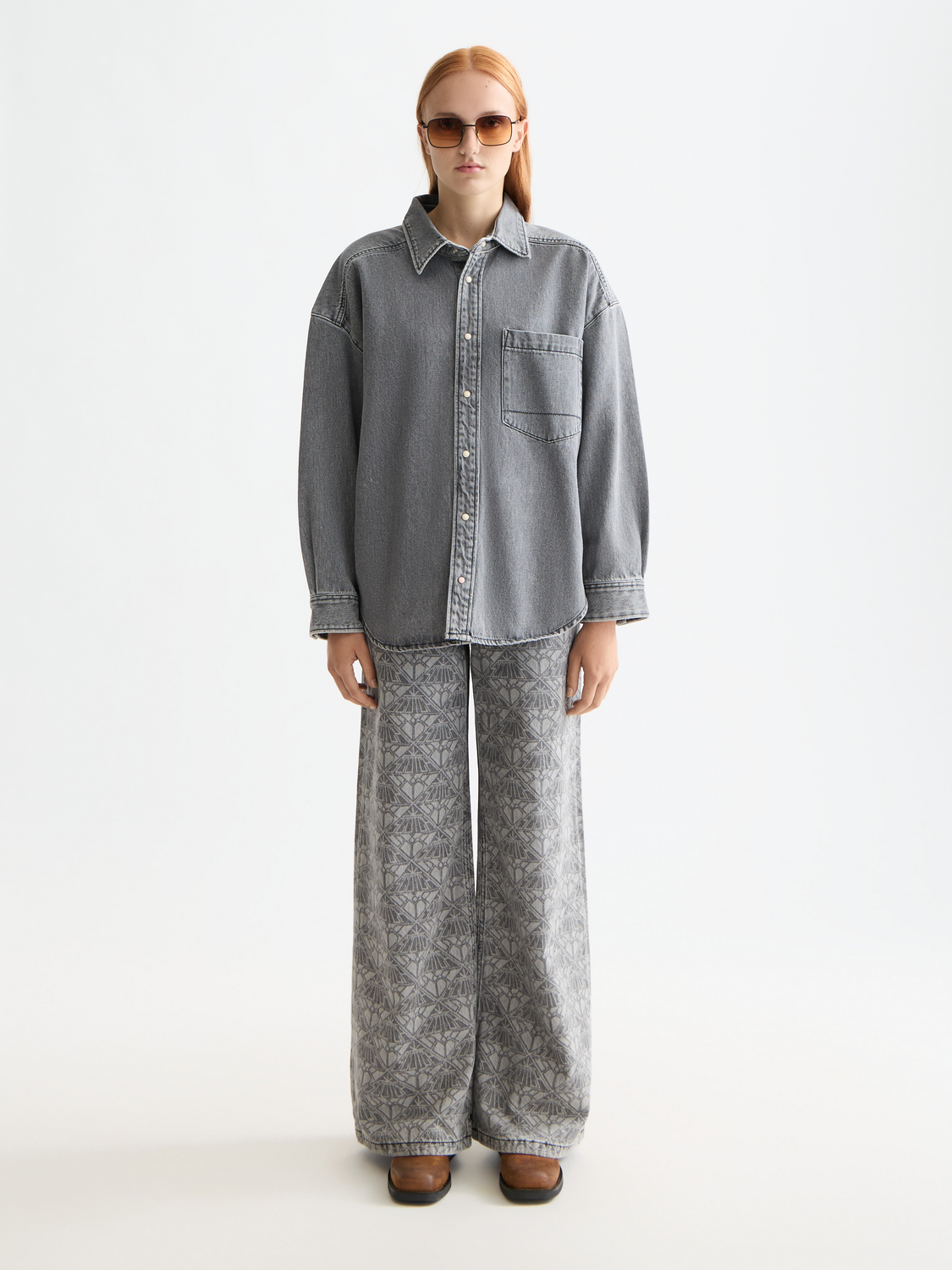 Washed denim overshirt - Black Spark