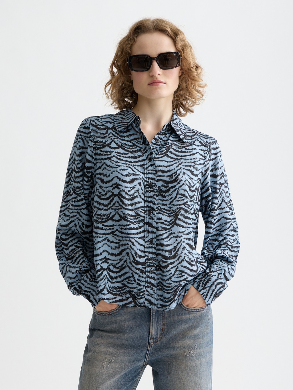 Printed shirt - Ikat Feather Blue