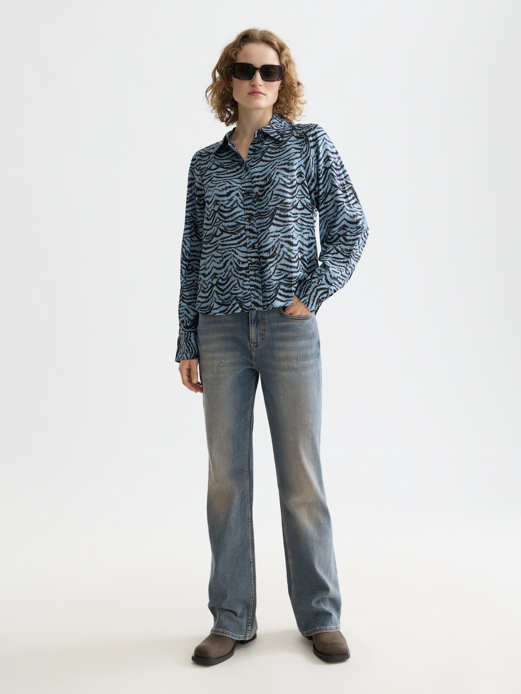 Printed shirt - Ikat Feather Blue