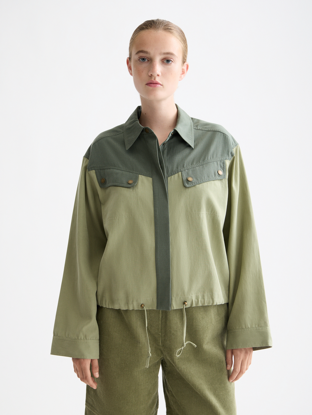 Contrast colour utility shirt - Thyme