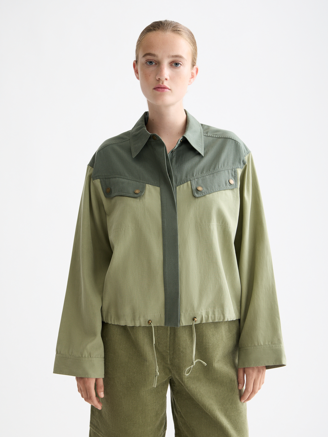 Contrast colour utility shirt - Thyme
