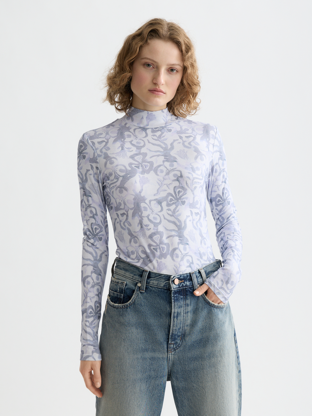Printed mock neck - Dancer Lavender