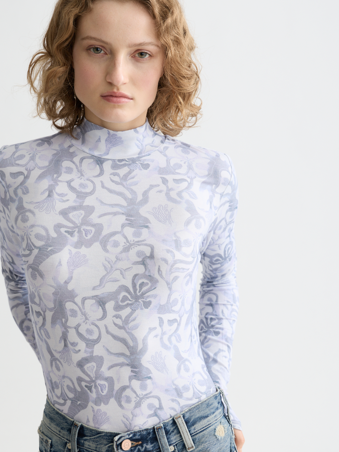 Printed mock neck - Dancer Lavender