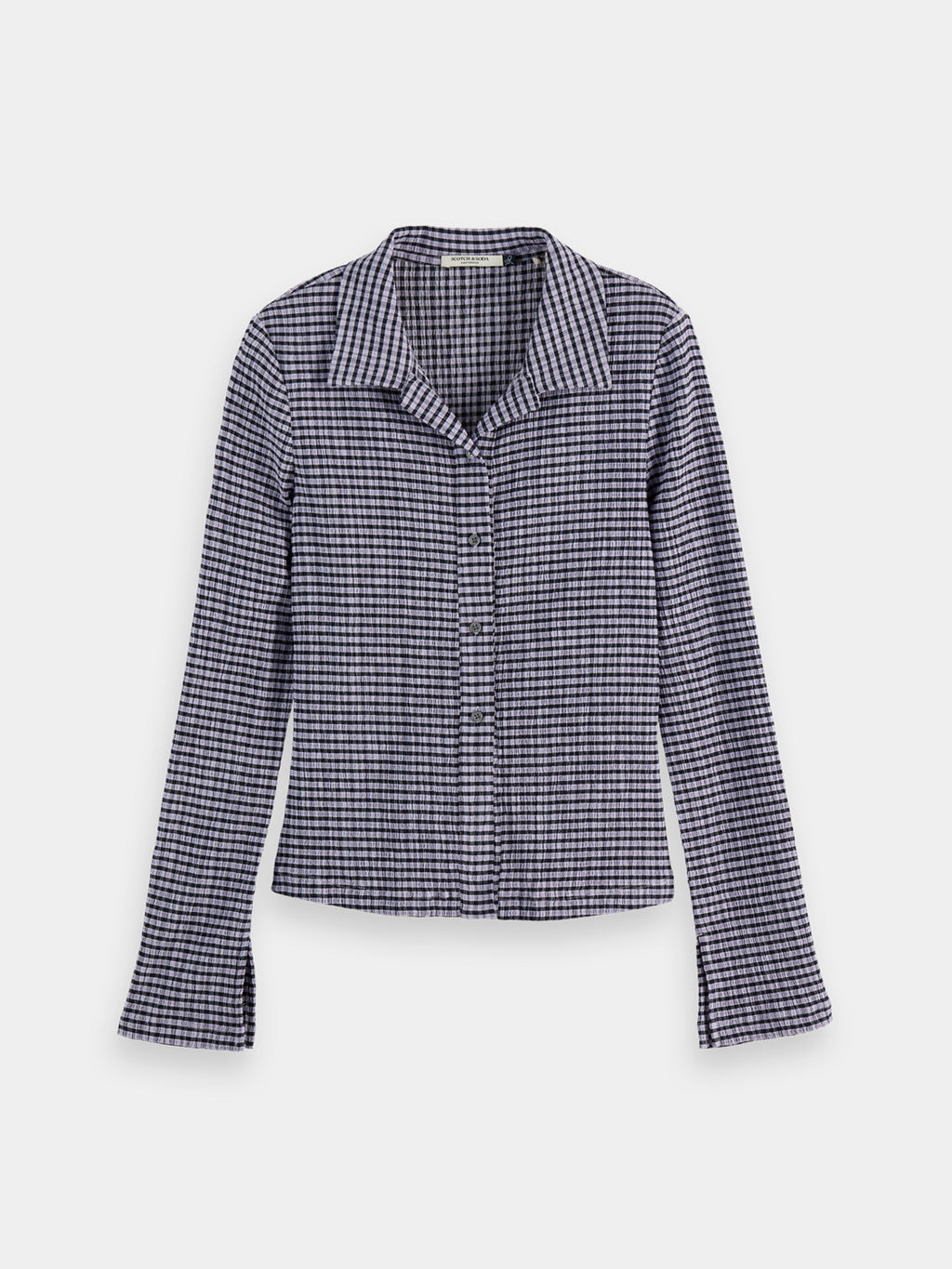 Gingham button up top - Sky Captain/ Languid Lavender