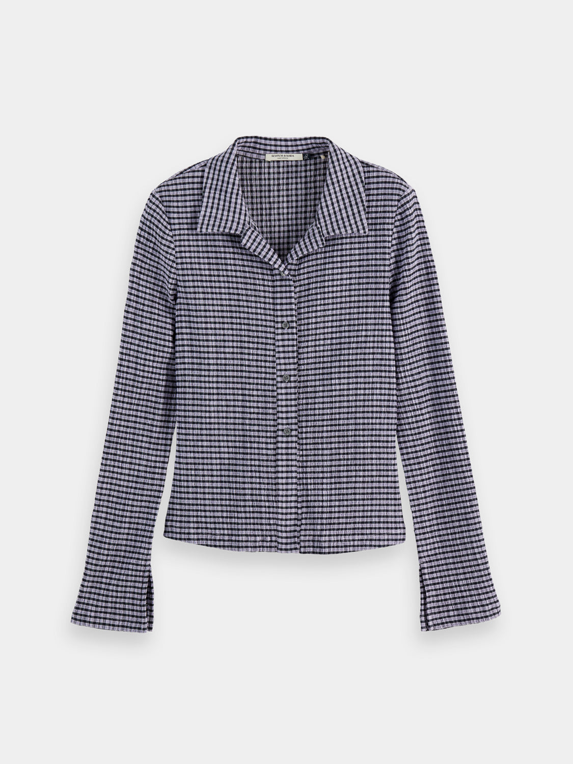Gingham button up top - Sky Captain/ Languid Lavender
