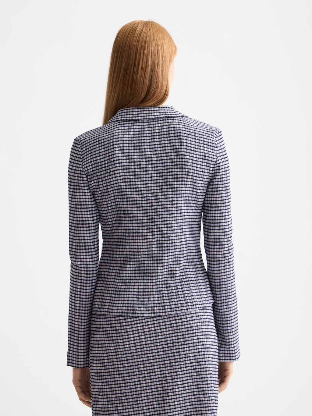 Gingham button up top - Sky Captain/ Languid Lavender