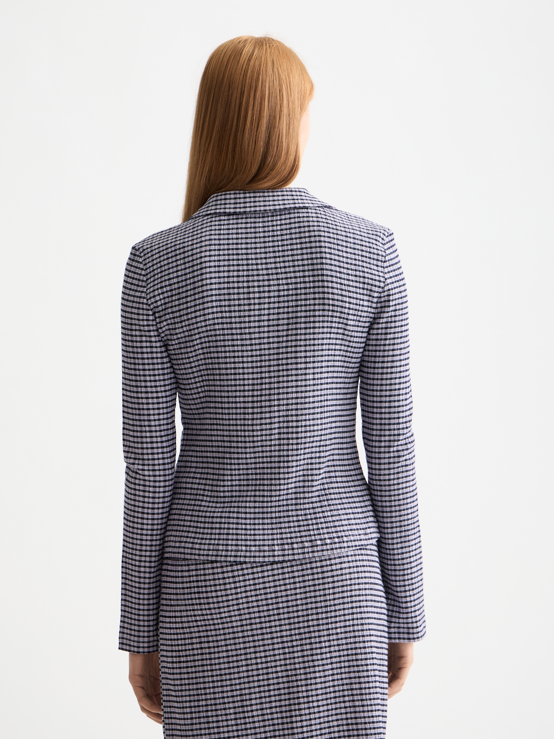 Gingham button up top - Sky Captain/ Languid Lavender