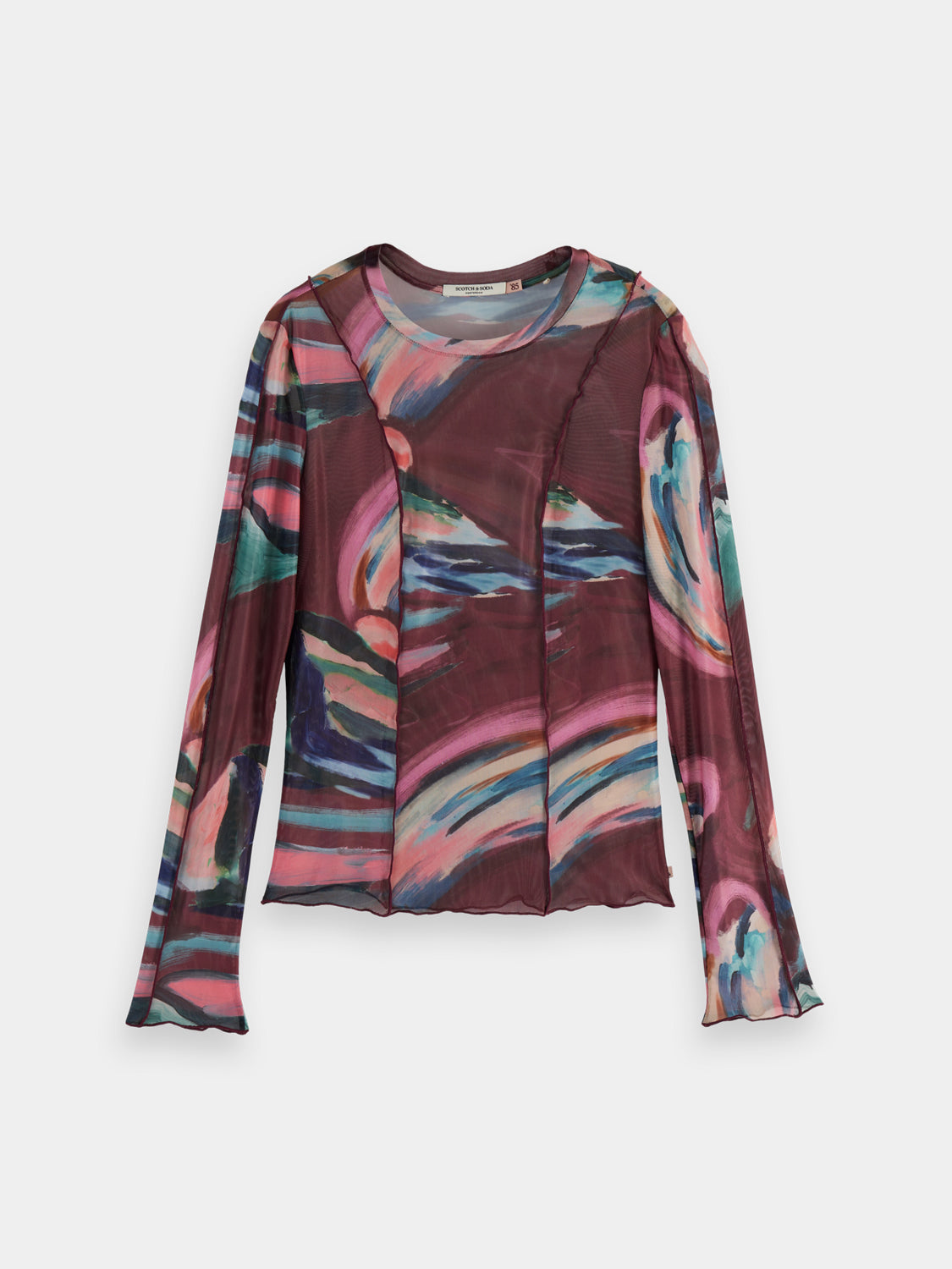 Mesh long sleeved t-shirt - Abstract Mountain