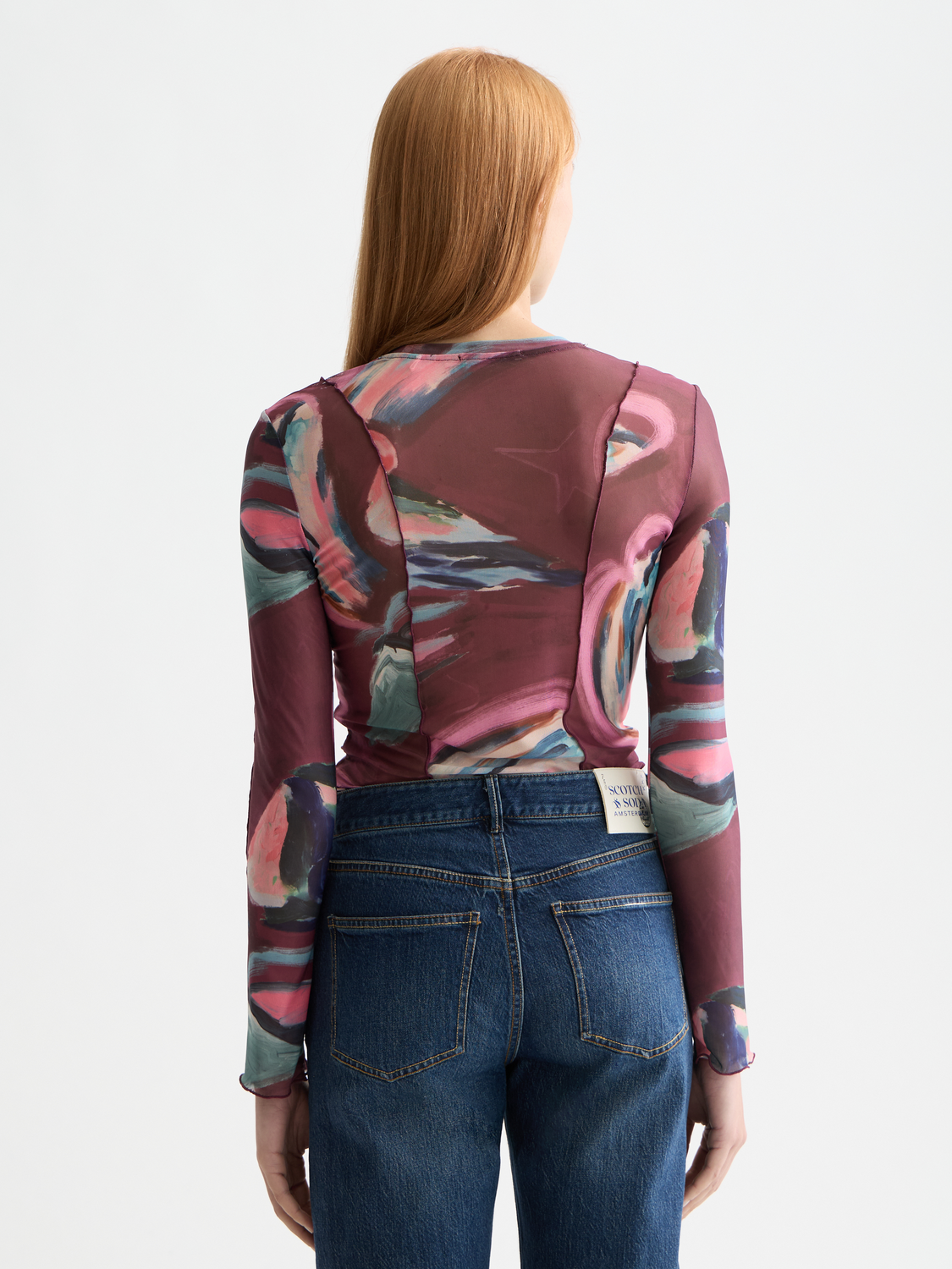 Mesh long sleeved t-shirt - Abstract Mountain