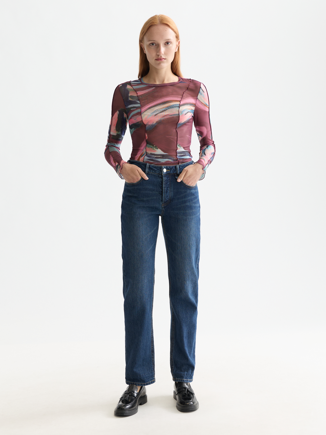 Mesh long sleeved t-shirt - Abstract Mountain