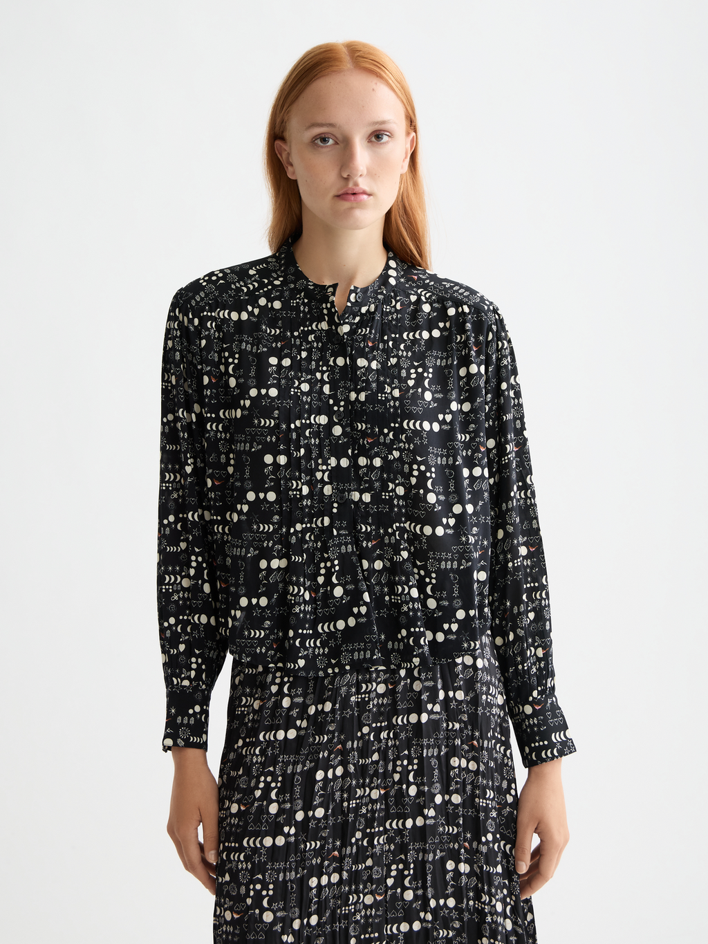 Printed pintuck shirt - Moon Gardening