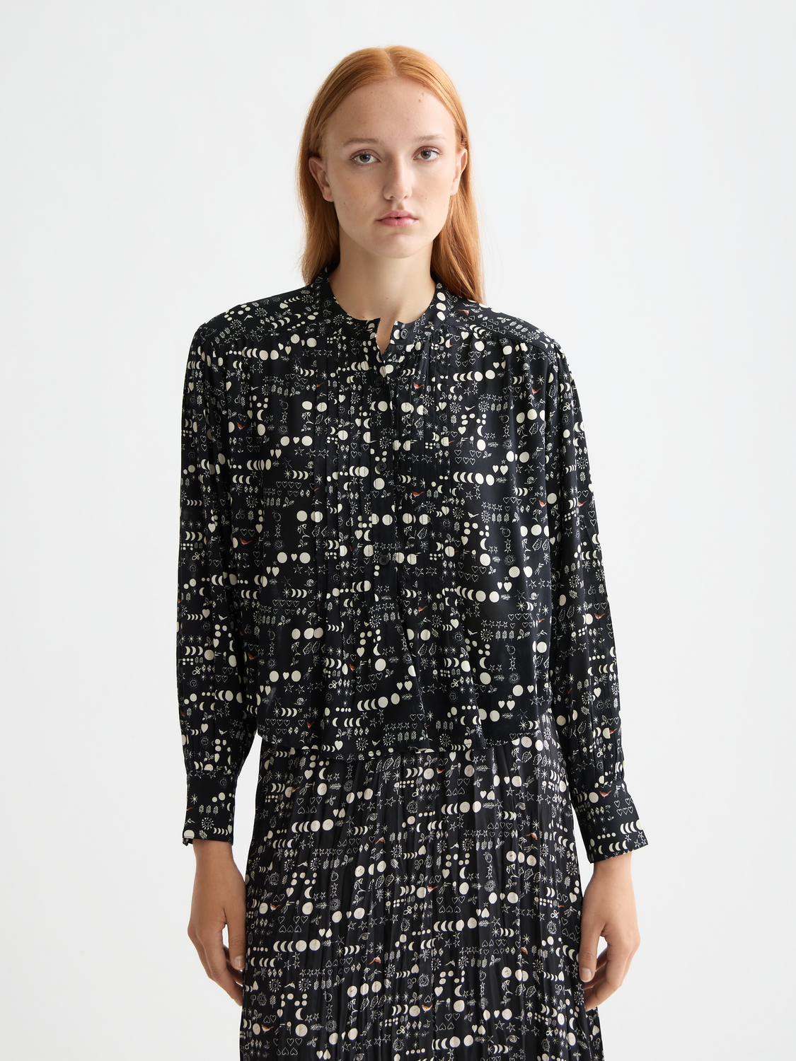 Printed pintuck shirt - Moon Gardening
