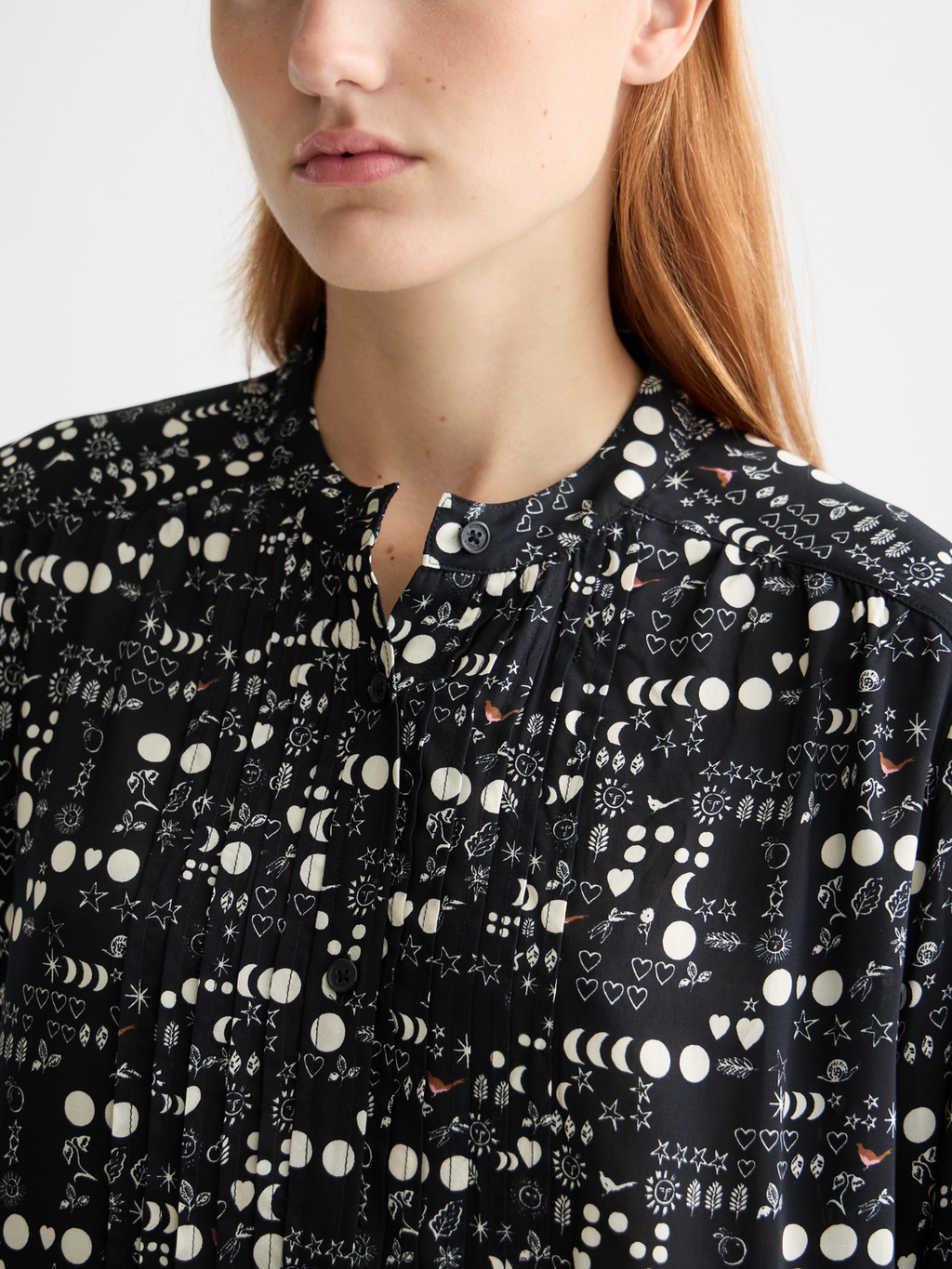 Printed pintuck shirt - Moon Gardening