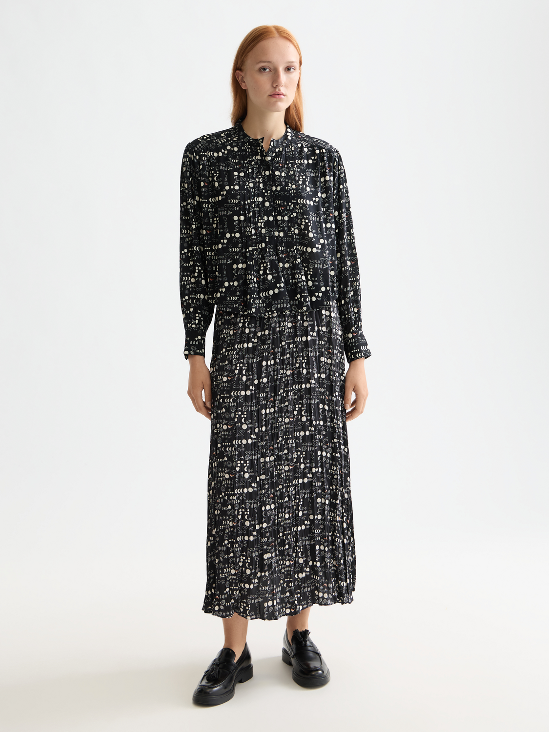 Printed pintuck shirt - Moon Gardening