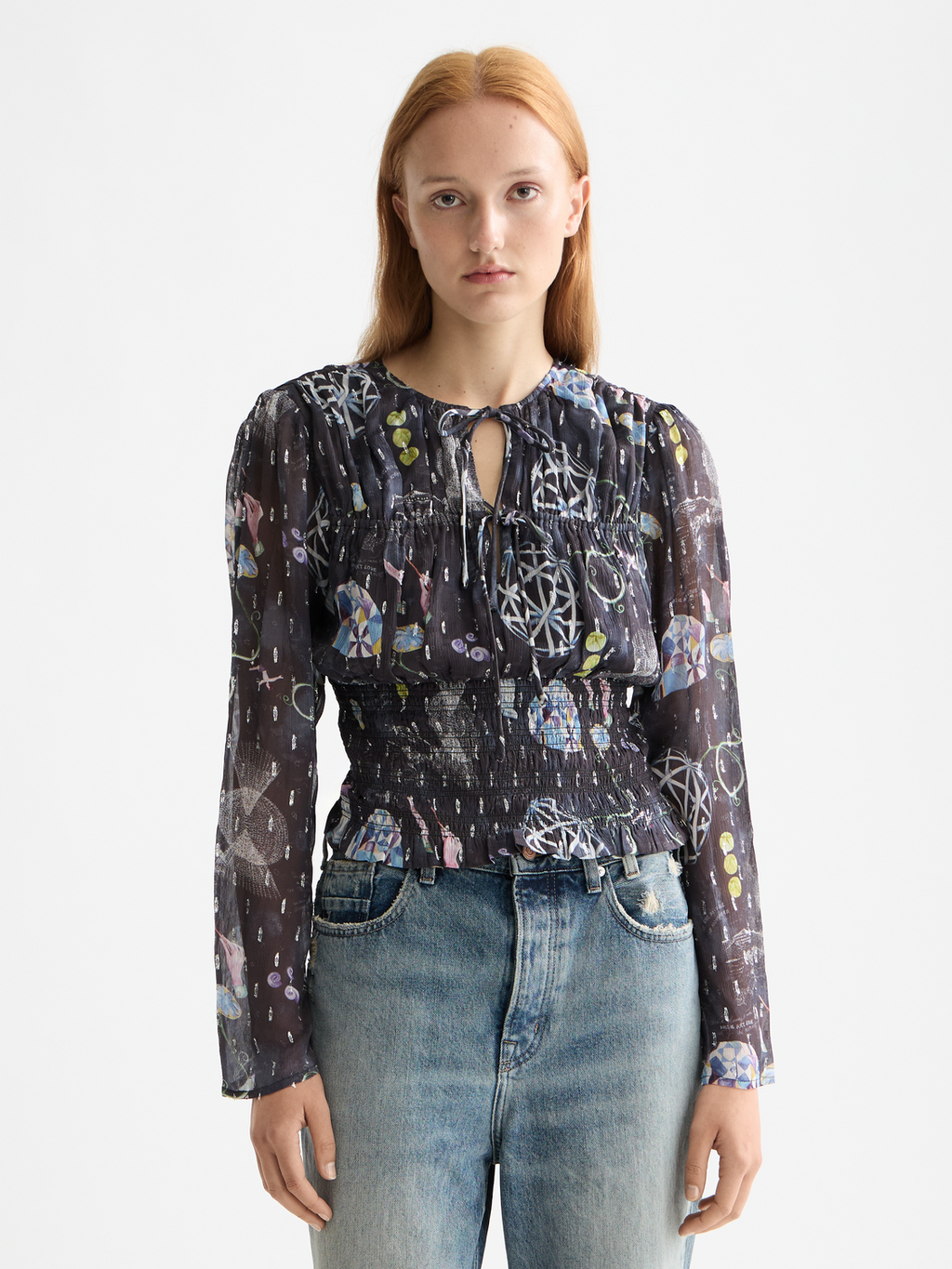 Smocked waist top - Black Mountain
