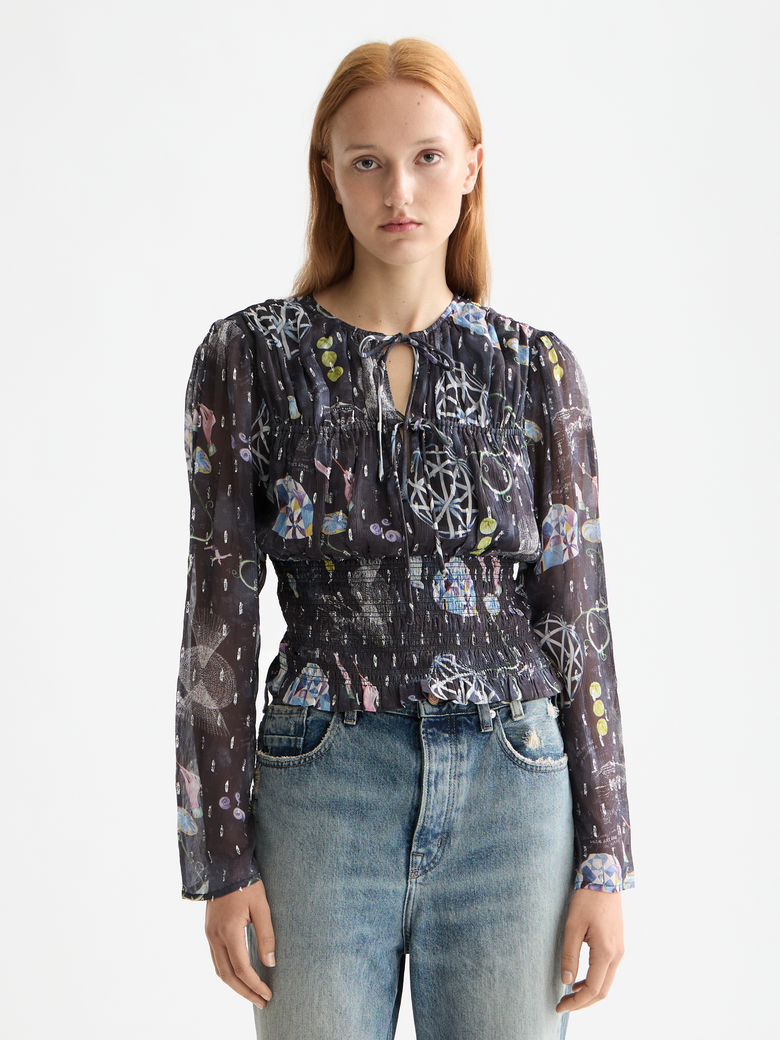 Smocked waist top - Black Mountain