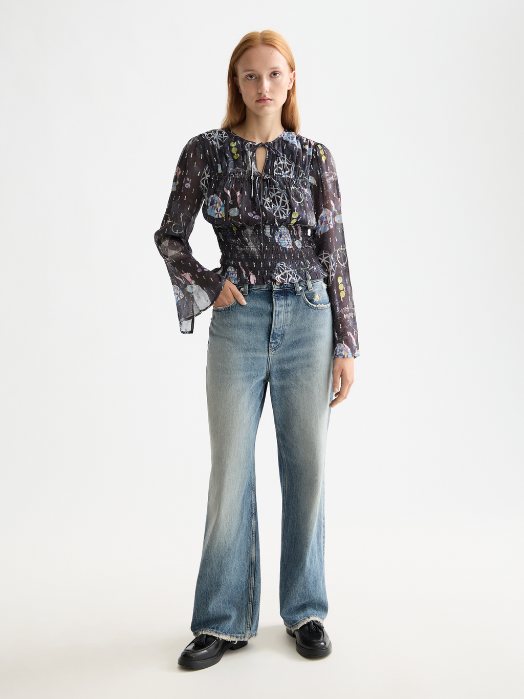 Smocked waist top - Black Mountain
