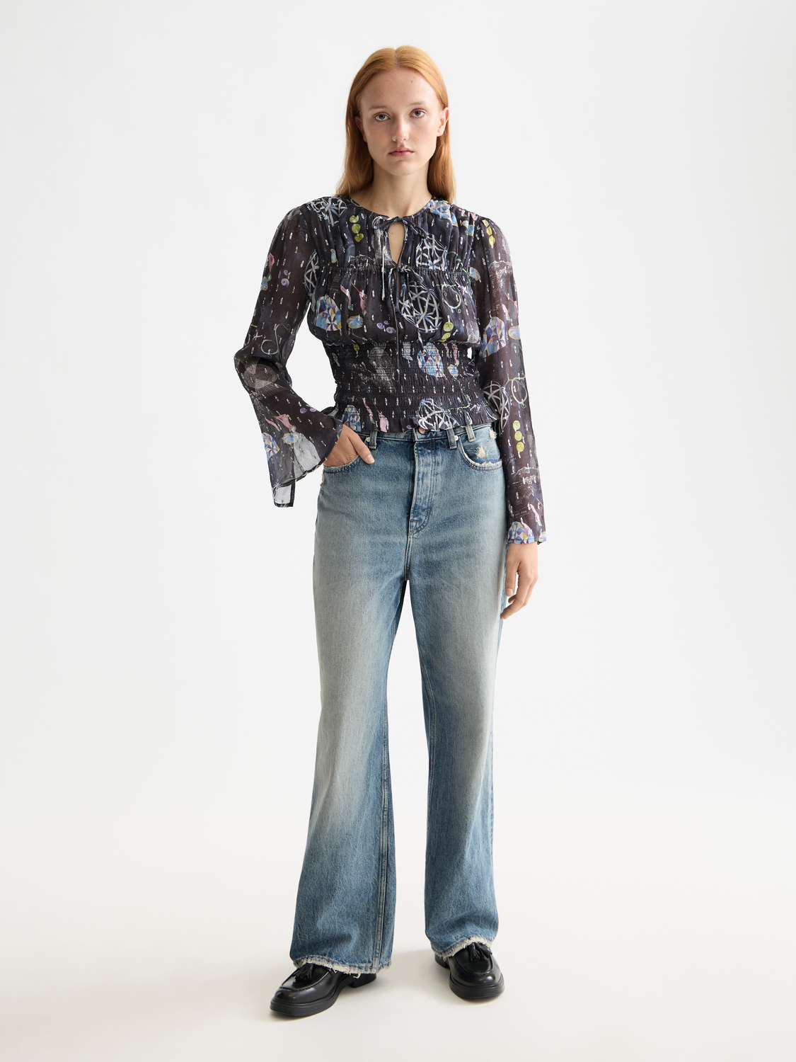 Smocked waist top - Black Mountain