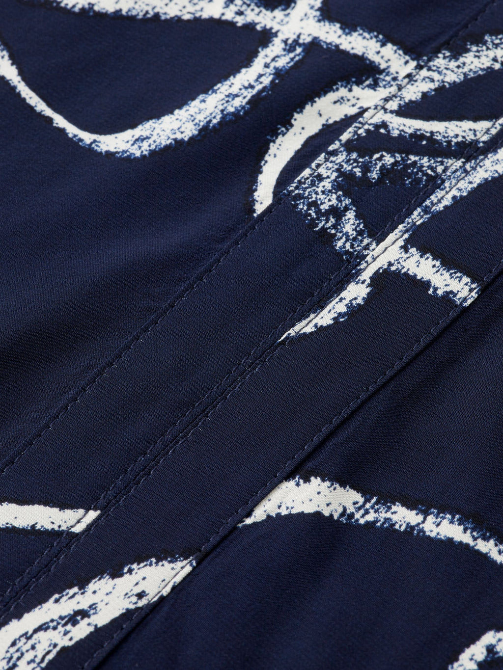 Draw string blouse - Ribbon Navy Aop
