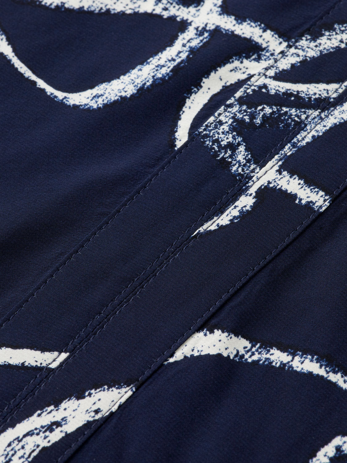 Draw string blouse - Ribbon Navy Aop