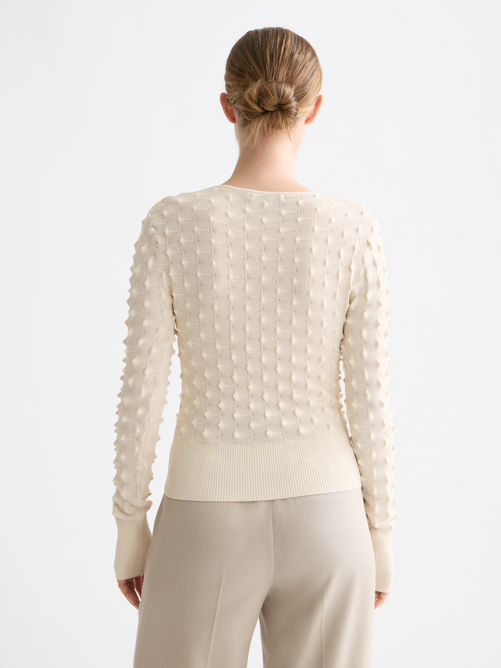 Textured stitch pullover - Eggnog