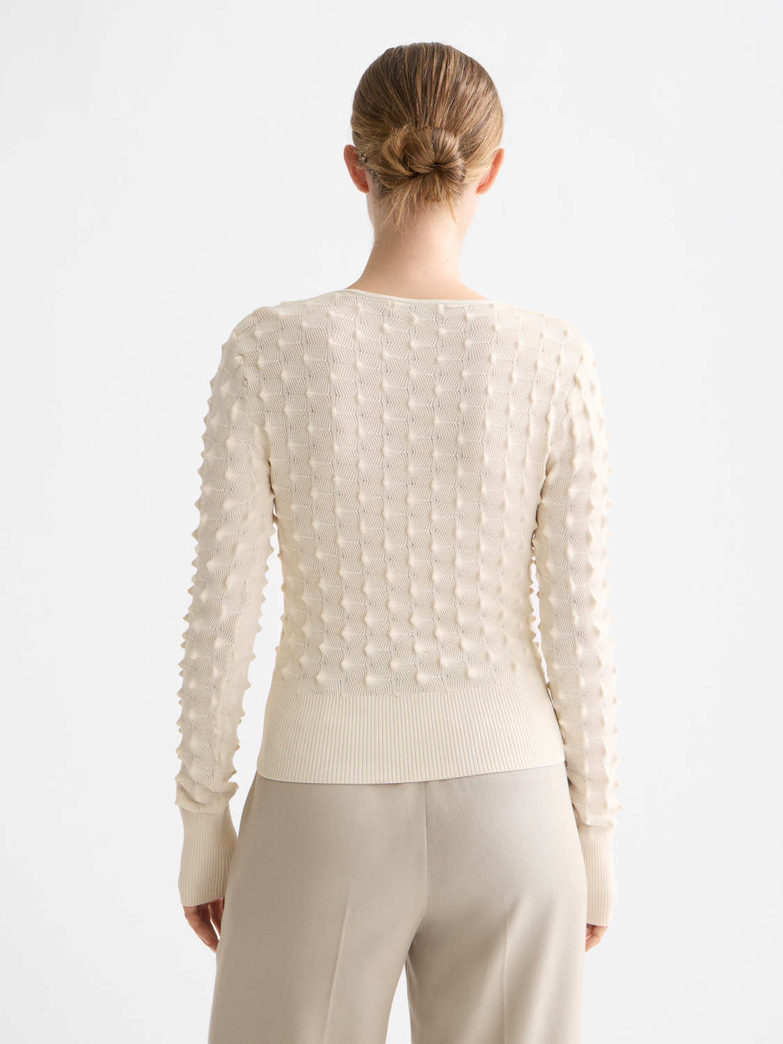 Textured stitch pullover - Eggnog