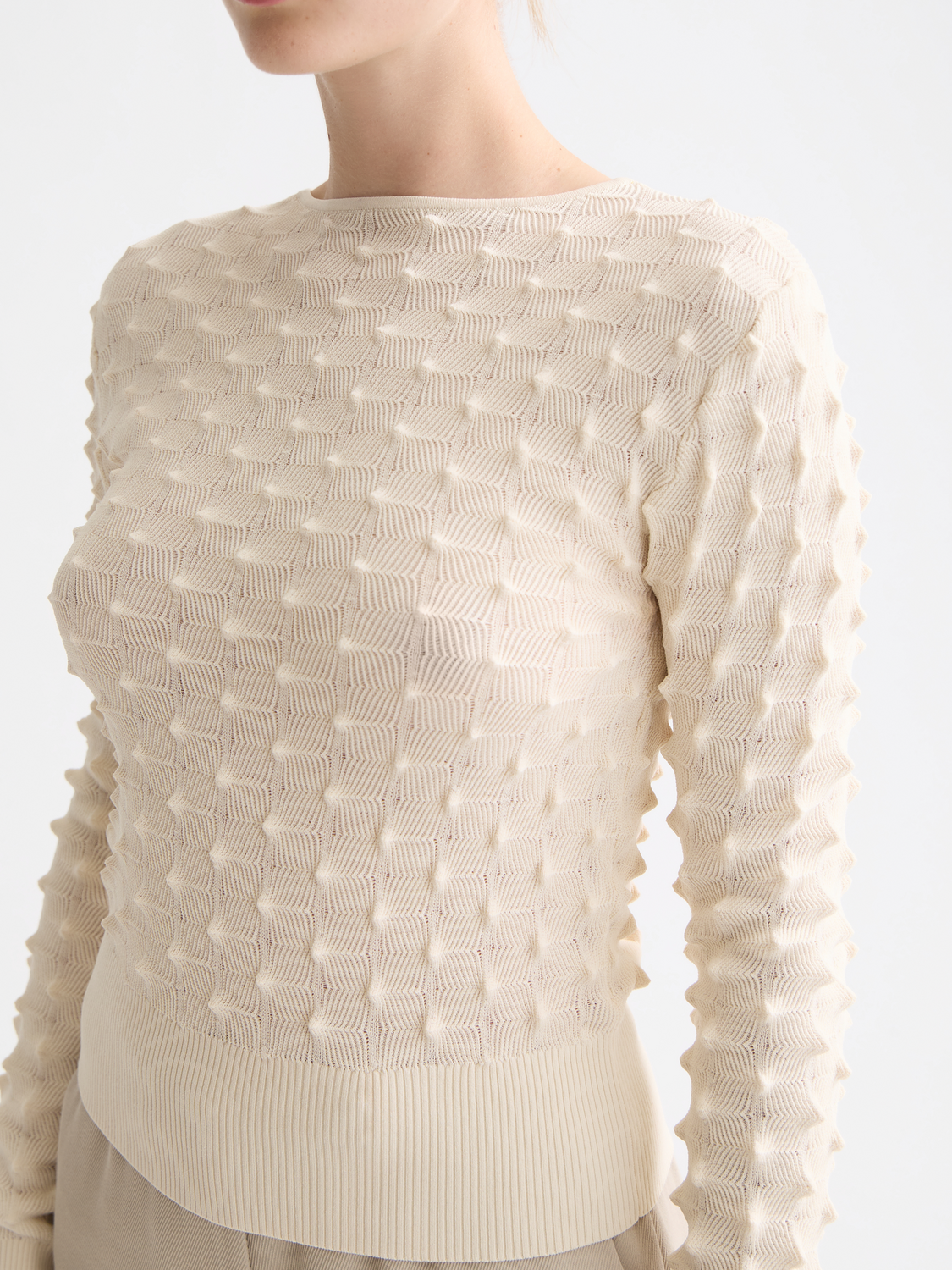 Textured stitch pullover - Eggnog