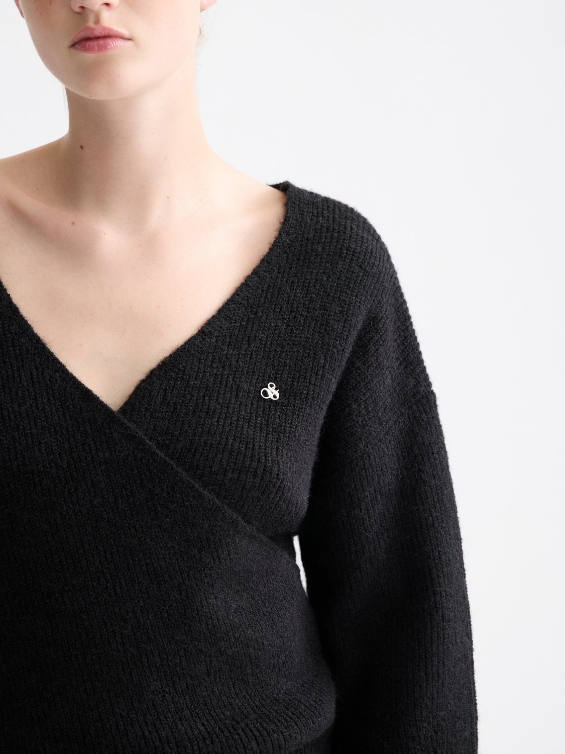 Fuzzy wrap cardigan - Meteorite