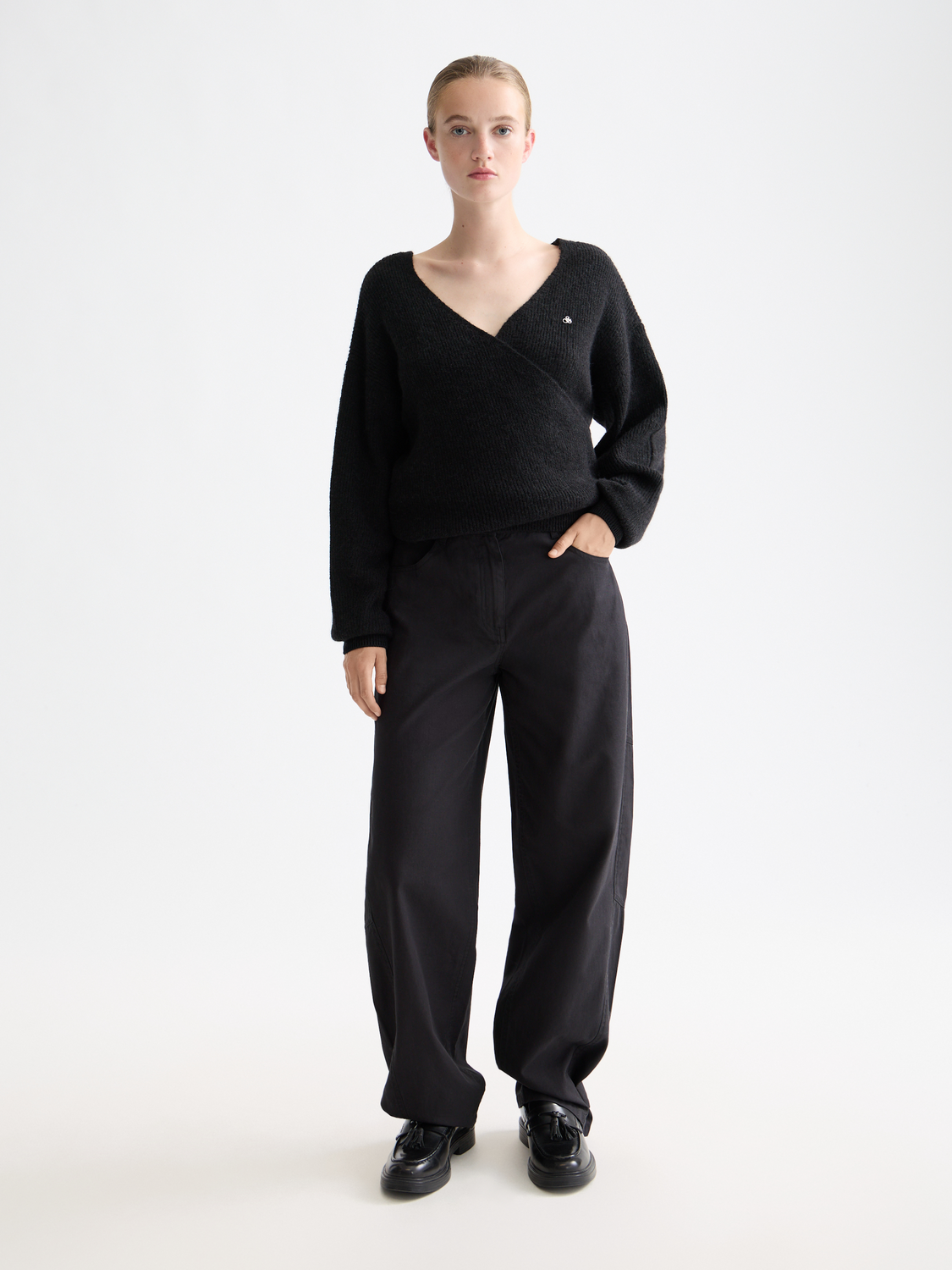 Fuzzy wrap cardigan - Meteorite