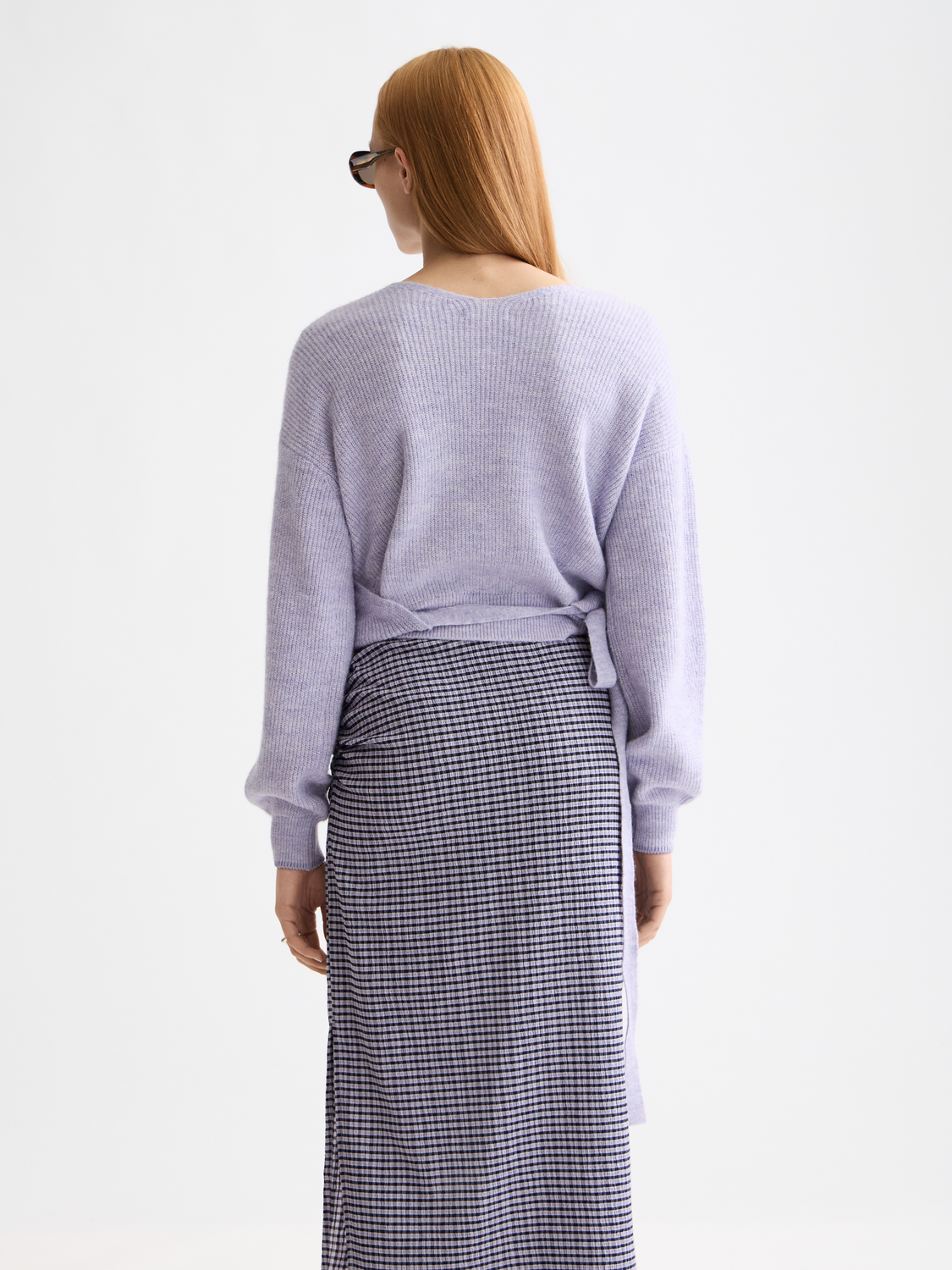 Fuzzy wrap cardigan - Lavender Melange