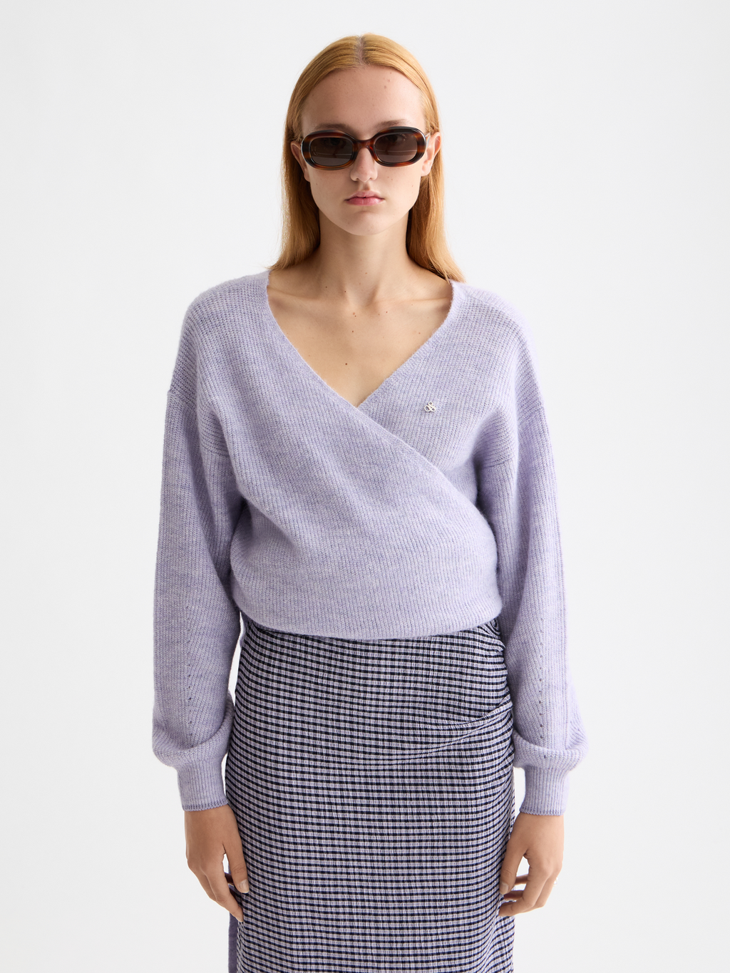 Fuzzy wrap cardigan - Lavender Melange