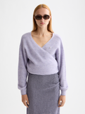 Fuzzy wrap cardigan - Lavender Melange