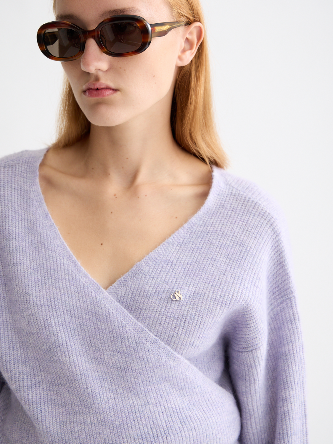 Fuzzy wrap cardigan - Lavender Melange