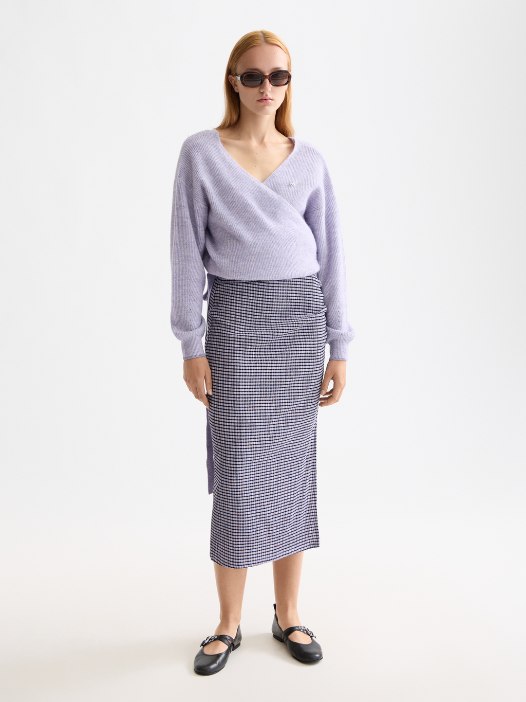 Fuzzy wrap cardigan - Lavender Melange