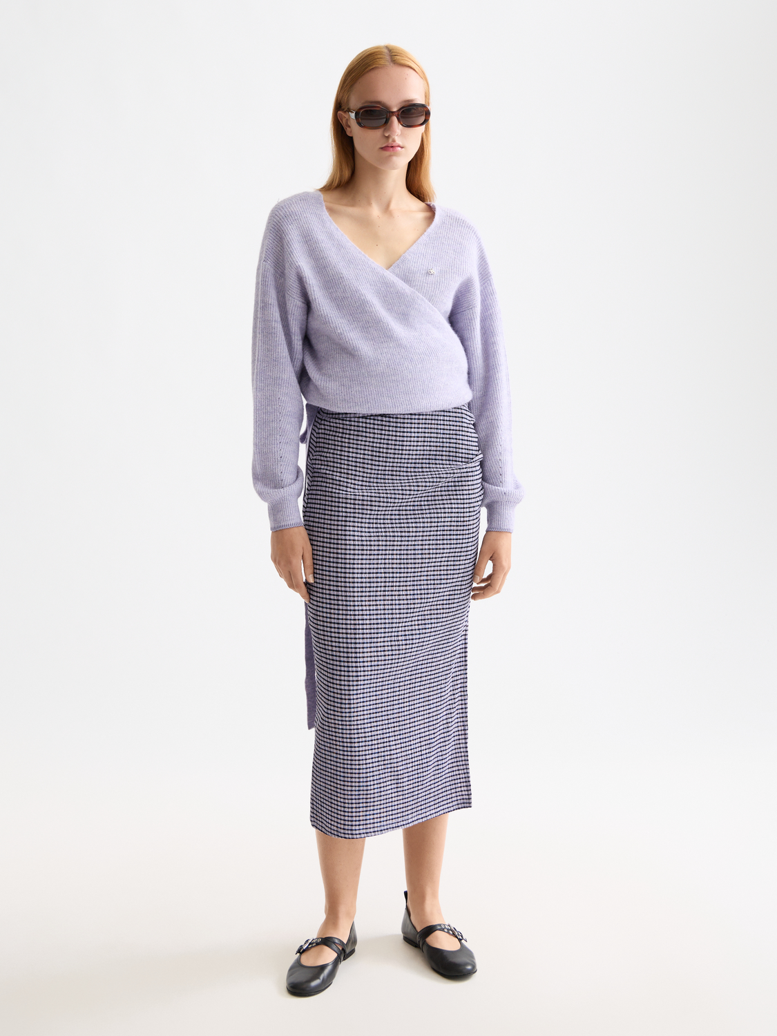 Fuzzy wrap cardigan - Lavender Melange