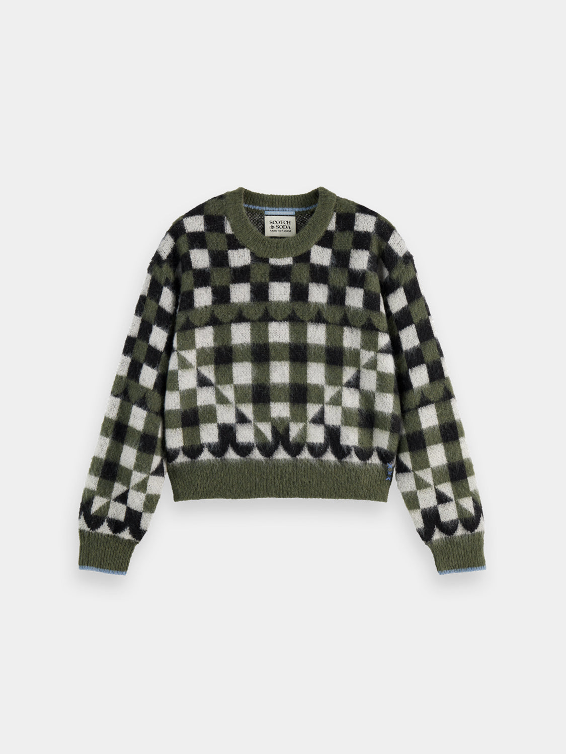 Fuzzy jacquard pullover - Thyme