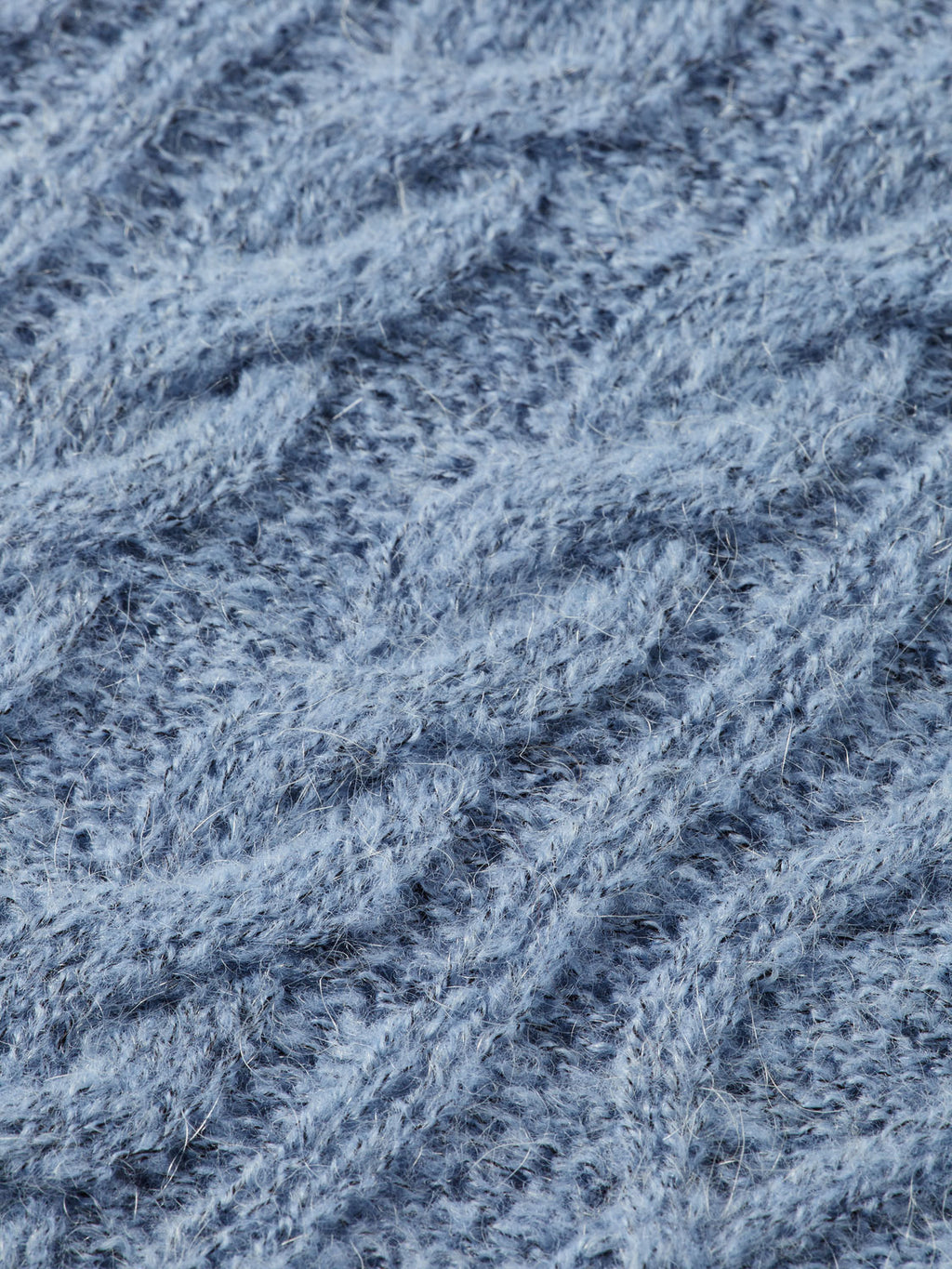 Cable stitch polo pullover - Faded Denim