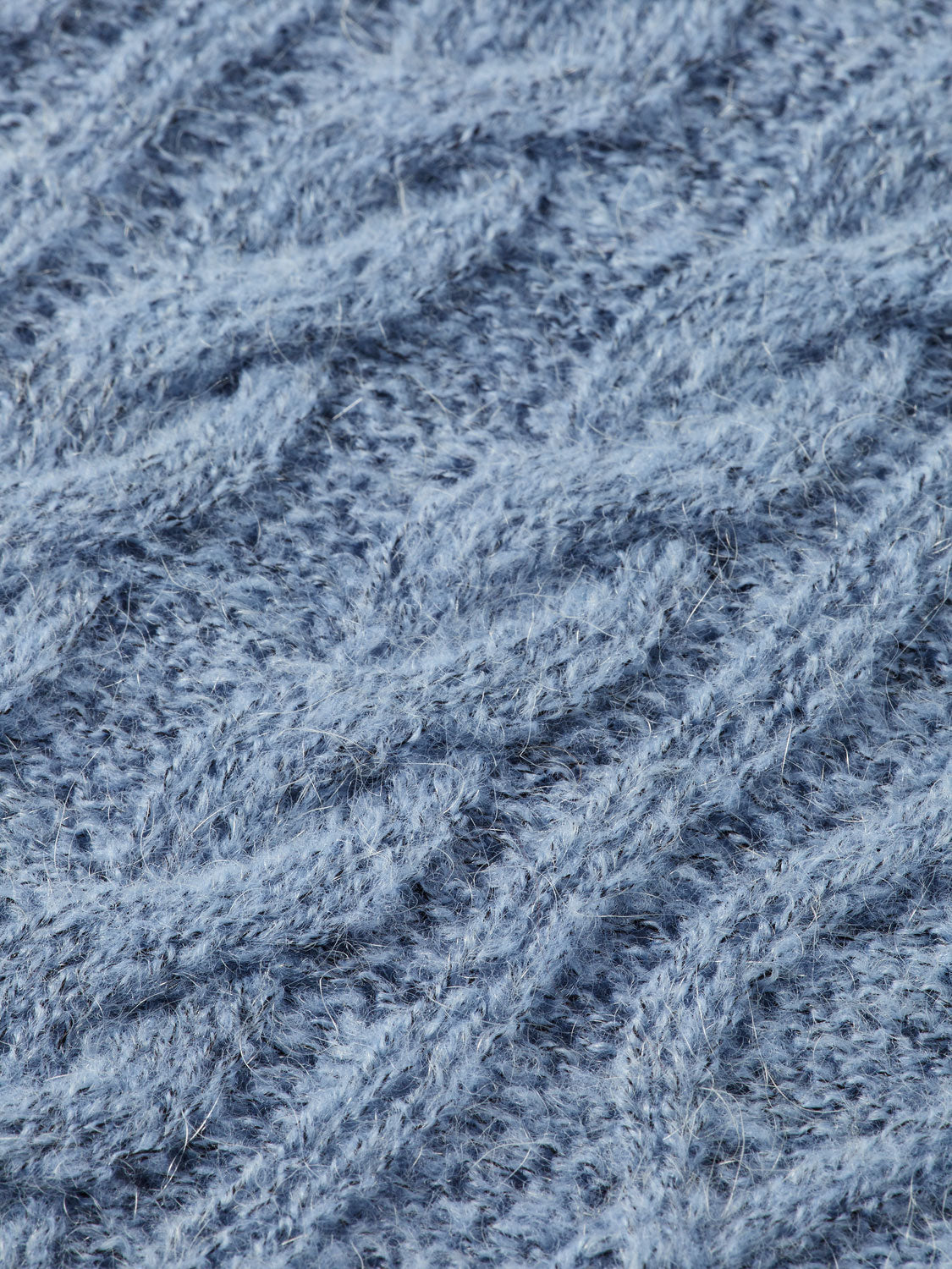Cable stitch polo pullover - Faded Denim