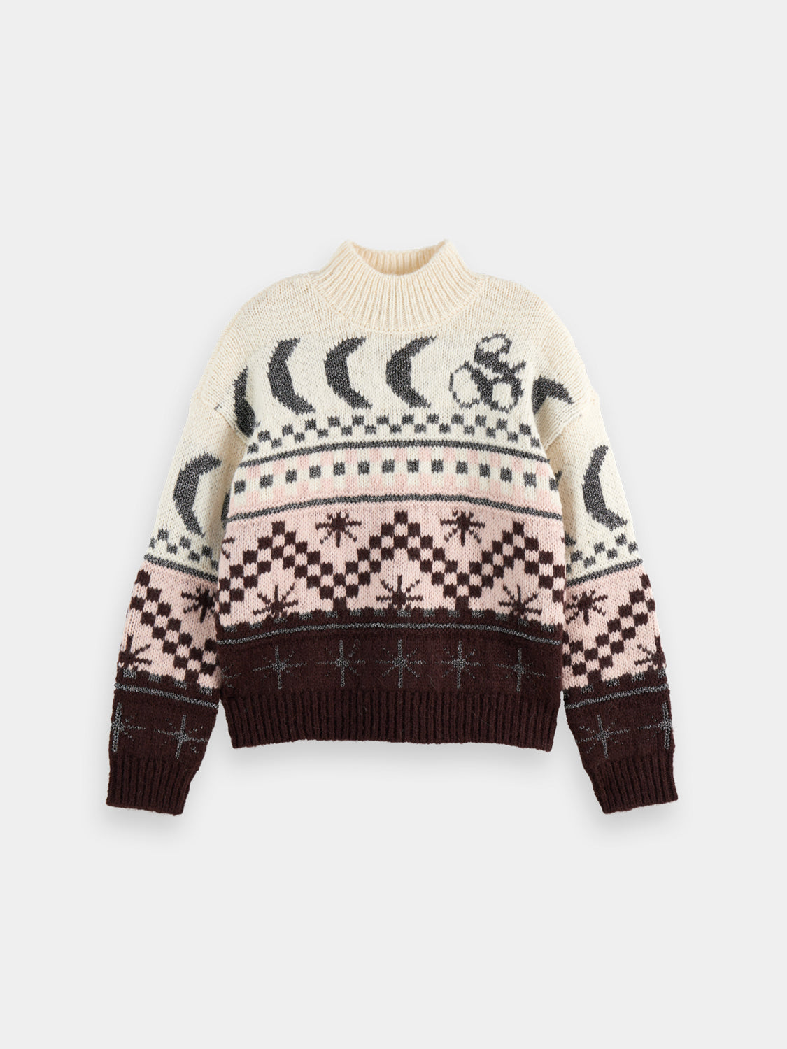 Metallic Fair Isle pullover - Chocolate Plum