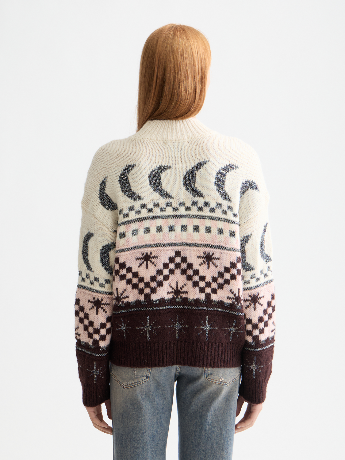Metallic Fair Isle pullover - Chocolate Plum