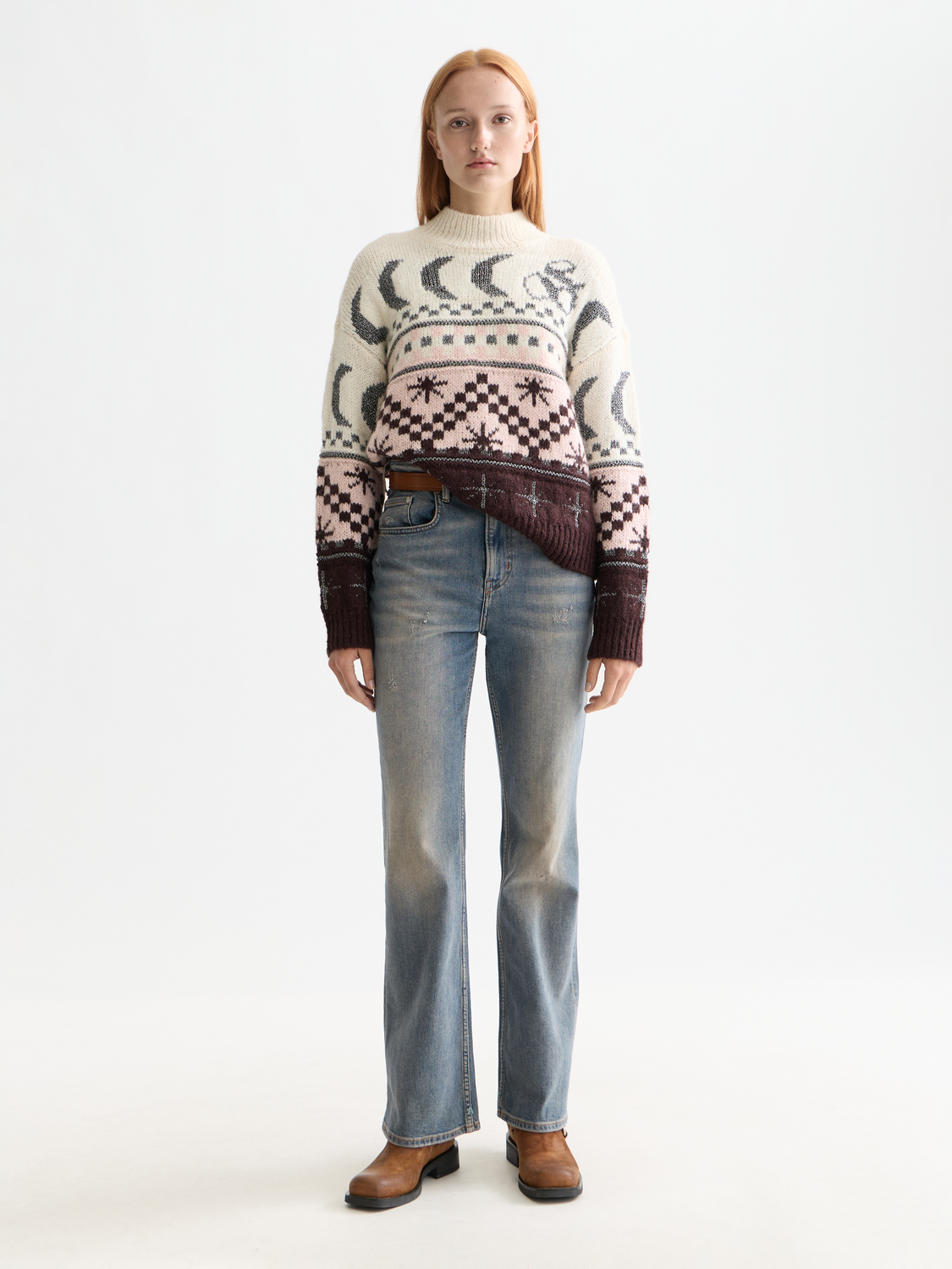 Metallic Fair Isle pullover - Chocolate Plum