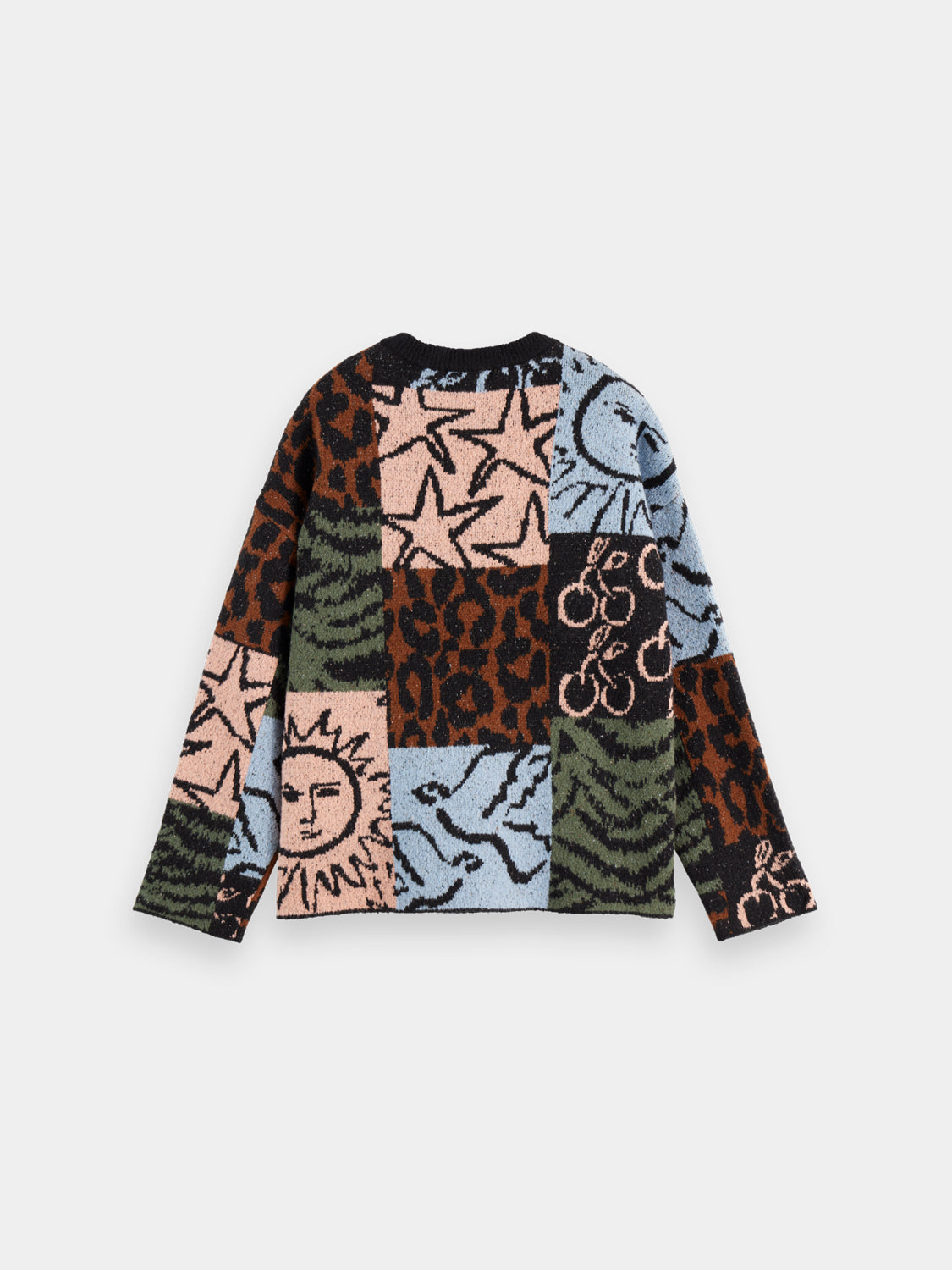 Jacquard oversized pullover - Leopard Patchwork Jacquard